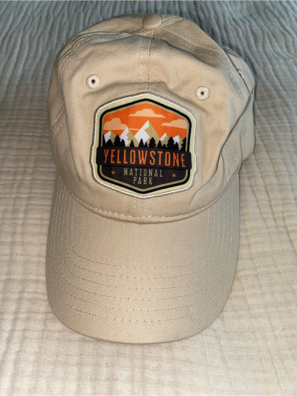 Yellowstone National Park Cream Adjustable Baseball Cap Hiking Travel Hat